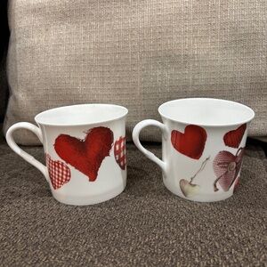 STECHCOL Fine Bone China Coffee Tea Cup Mug Love Heart Button Valentine Set of 2